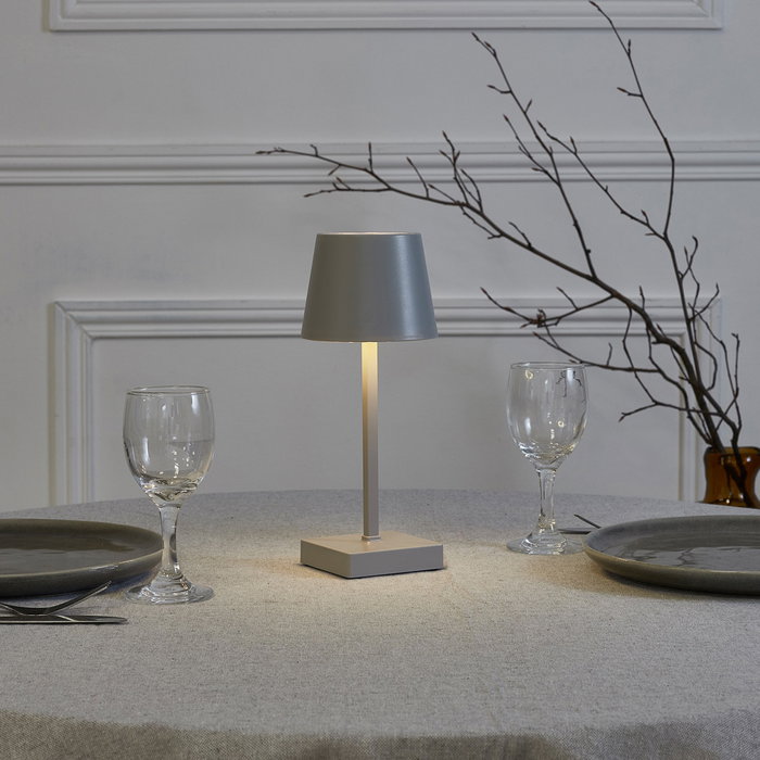 Home Deco Factory Lámpara LED Táctil Gris Plata con 3 Intensidades de Luz y 12 LED COB