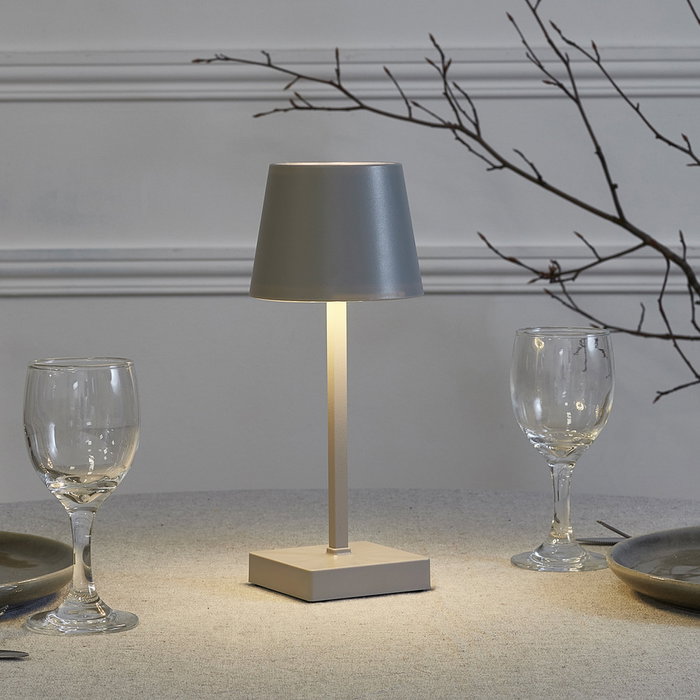 Home Deco Factory Lámpara LED Táctil Gris Plata con 3 Intensidades de Luz y 12 LED COB