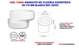 Manguito WC Flexible Excéntrico 90-110mm Blanco Ref. 99955