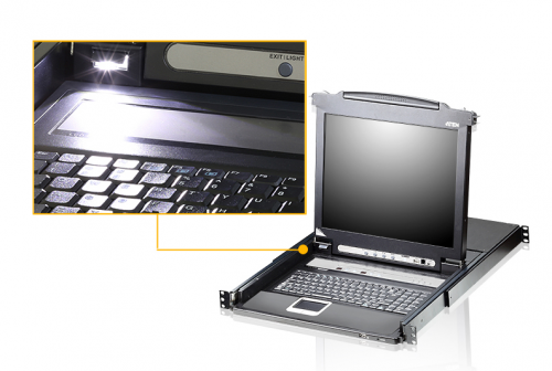 Aten CL5708M-ATA-SG Switch KVM LCD 17" 8 Puertos con Teclado Español, Soporte USB Periférico, Modo Difusión, Daisy Chain y Consola Externa (USB - PS/2 VGA)