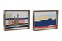 DKD Home Decor Bandeja MDF TEIDE 2 Surtido Azul y Verde 40x30x5 cm