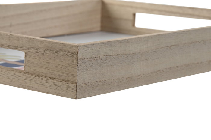DKD Home Decor Bandeja MDF TEIDE 2 Surtido Azul y Verde 40x30x5 cm