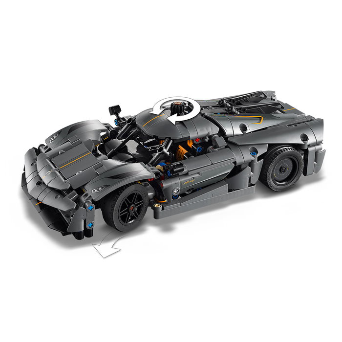 LEGO Technic 42173 Set de Construcción Hipercoche Koenigsegg Jesko Absolut Gris, Maqueta de Coches de Juguete con Motor V8 Móvil, Para +10 Años