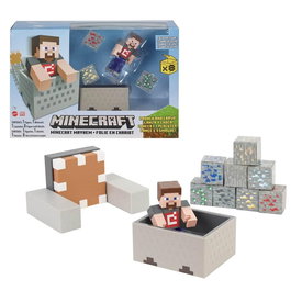 Mattel Figura Minecraft Vagoneta Explosiva Lanza Set de Acción con Personaje y Bloques