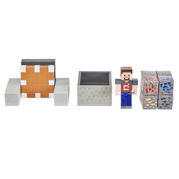 Mattel Figura Minecraft Vagoneta Explosiva Lanza Set de Acción con Personaje y Bloques