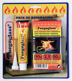 FUEGOGLASS Pack Cordón Fibra Vidrio 10mm x 2,5m + Cola 50ml