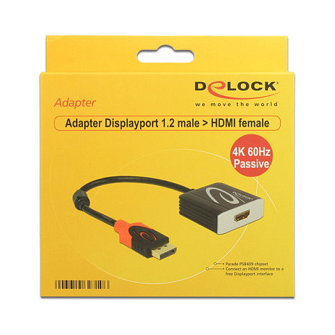 DeLOCK Adaptador DisplayPort a HDMI 4K 60 Hz, 0,2 m, Negro DeLOCK Adaptador DisplayPort a HDMI 4K 60 Hz, 0,2 m, Negro