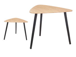 Giftdecor Mesa Centro Triangulo Natural Negro Madera Pino 60x48x64 cm