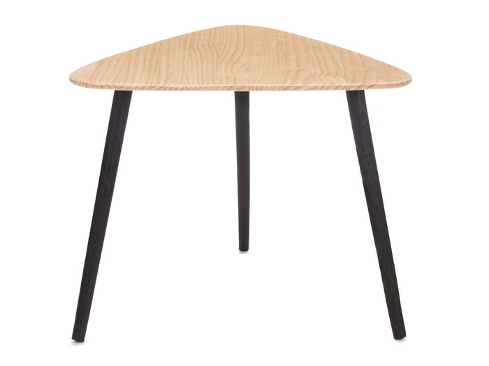 Giftdecor Mesa Centro Triangulo Natural Negro Madera Pino 60x48x64 cm