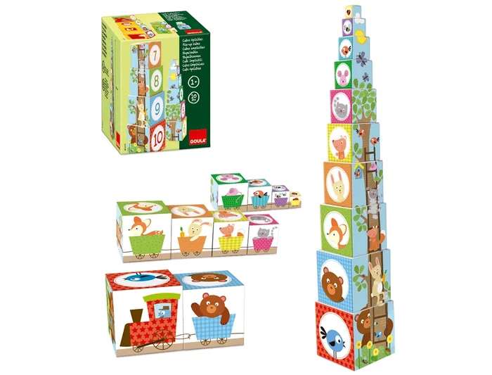 Diset Juego Cubos Apilables Figuras del Bosque Didáctico para Bebés a partir de 1 año