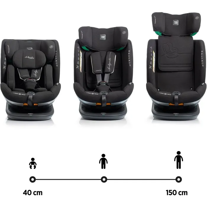 Babyauto Silla de Coche XPERTA, Grupo 0/1/2/3 (40-150 cm), I-Size, Giratoria, Reclinable, con Reductor, Antracita