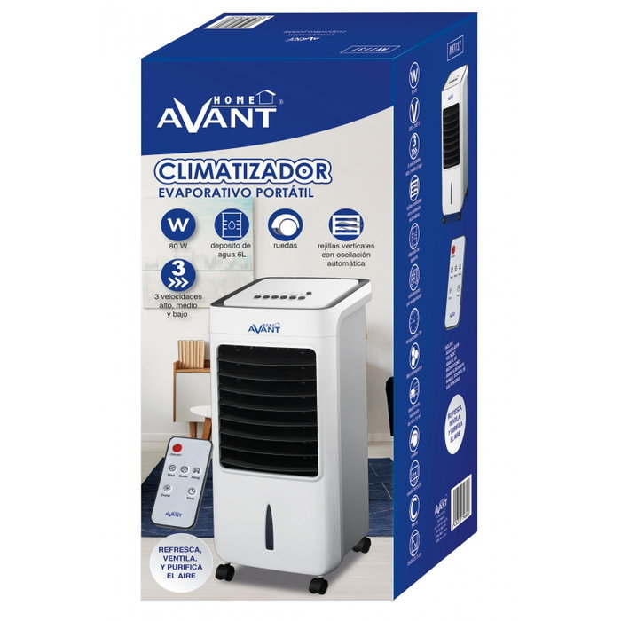 AVANT Climatizador 80W con Mando, Depósito 6L, Temporizador 7H, Blanco