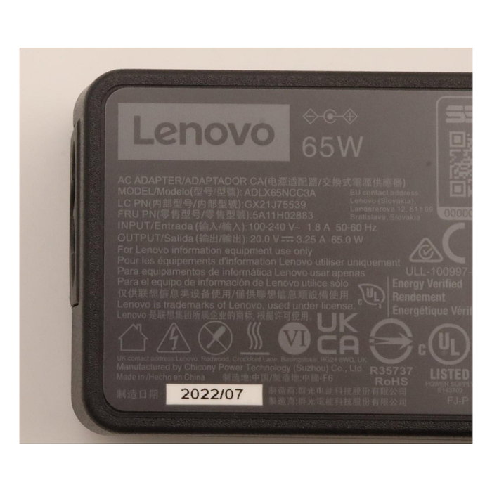 Lenovo Adaptador de corriente 65W Negro 5A11H02883