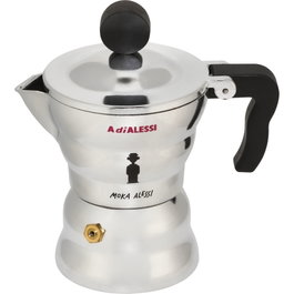 Alessi Moka Cafetera Espresso 1TZ AAM33/1, Negro / Plata