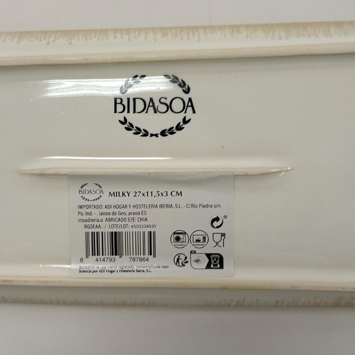 Bidasoa Fuente Rectangular Milky Blanco