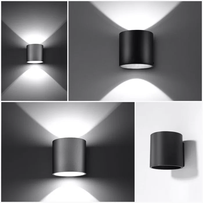 Orbis Aplique de Pared SOL-SL.0566, Lámpara Cilíndrica Moderna, Colección Orbis en Negro, Gris o Blanco para Salón o Dormitorio