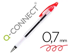 Q-connect Bolígrafo Delta Rojo, Tinta de Aceite, Sujeción de Caucho, Capuchón, Punta Media 1 mm, Trazo 0,7 mm