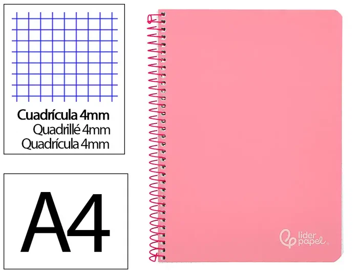 Liderpapel Cuaderno Espiral Witty A4 Tapa Dura 80 Hojas 90g Cuadro 4mm con Margen Turquesa Liderpapel Cuaderno Espiral Witty A4 Tapa Dura 80 Hojas 90g Cuadro 4mm con Margen Turquesa