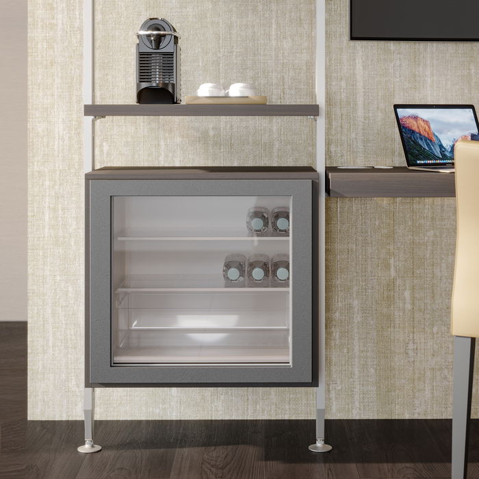 Emuca Lote de 3 estructuras Zero con herrajes y perfiles para montaje al suelo y a pared con nivelador circular, Aluminio y Zamak, Gris piedra