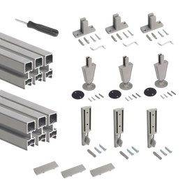 Emuca Lote de 3 estructuras Zero con herrajes y perfiles para montaje al suelo y a pared con nivelador circular, Aluminio y Zamak, Gris piedra