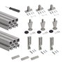 Emuca Lote de 3 estructuras Zero con herrajes y perfiles para montaje al suelo y a pared con nivelador circular, Aluminio y Zamak, Gris piedra