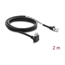 DeLOCK Cable Ethernet Cat6 S/FTP RJ45 de 2 m con conector angular de 90° y tornillos