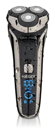 Haeger G-Man Ultra - Máquina de afeitar rotativa con 3 cabezales, recortadora integrada, uso en mojado y seco, batería de iones de litio, negro