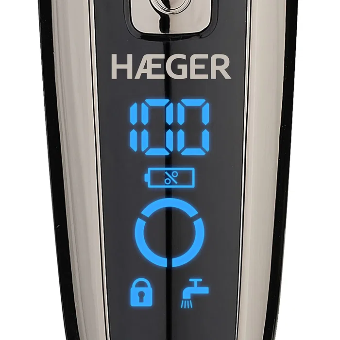 Haeger G-Man Ultra - Máquina de afeitar rotativa con 3 cabezales, recortadora integrada, uso en mojado y seco, batería de iones de litio, negro