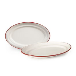 Fuente Oval Acero Esmal. 30 cm Bordeaux (Set de 6)