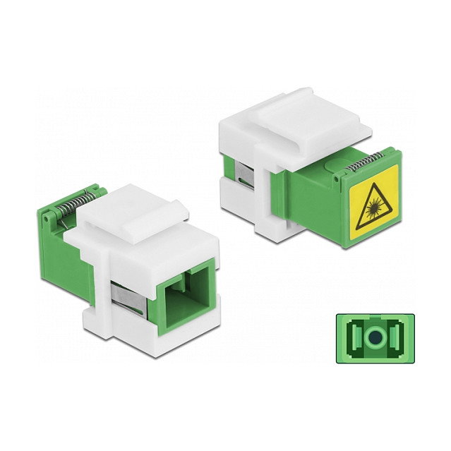 DeLOCK Keystone SC Simplex Módulo Buchse Hembra a SC Simplex Buchse Hembra con Protección Laser Verde/Blanco