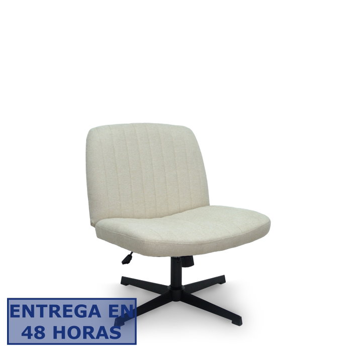 FORÖL Silla de oficina Opti542 con mecanismo basculante, tela crema y sin ruedas