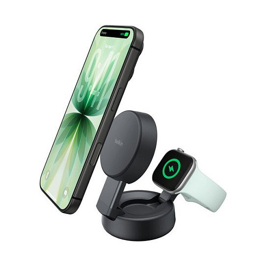 Belkin UltraCharge 25W Qi2 Estación de Carga 2 en 1 Gris Oscuro