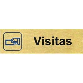 DUVER Placa Aluminio Oro 150x45 'Visitas' para Hogar y Decoración
