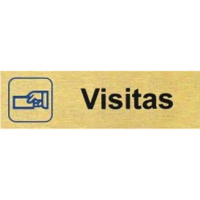DUVER Placa Aluminio Oro 150x45 'Visitas' para Hogar y Decoración DUVER Placa Aluminio Oro 150x45 'Visitas' para Hogar y Decoración