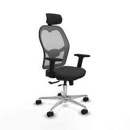 PIQUERAS Y CRESPO Silla de oficina Jorquera con mecanismo Sincro/Traslack, Tela Negra y Malla Gris