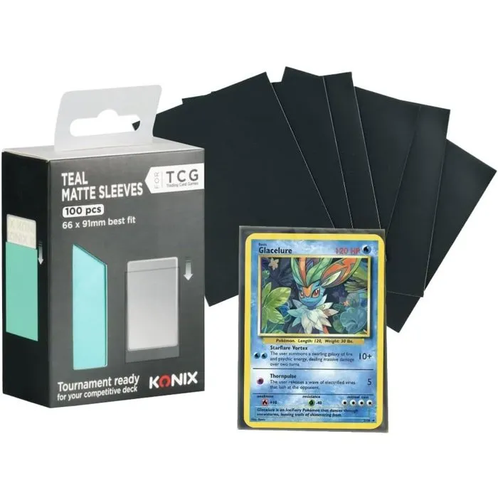 Konix Fundas para Cartas Mate 66 x 91 mm 100 Unidades Azul Turquesa - Magic: The Gathering, Pokemon, Competicion Konix Fundas para Cartas Mate 66 x 91 mm 100 Unidades Azul Turquesa - Magic: The Gathering, Pokemon, Competicion