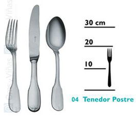 Santander Tenedor Postre - Cubertería, Apto Lavavajillas No, Apto Microondas No (Set de 12)