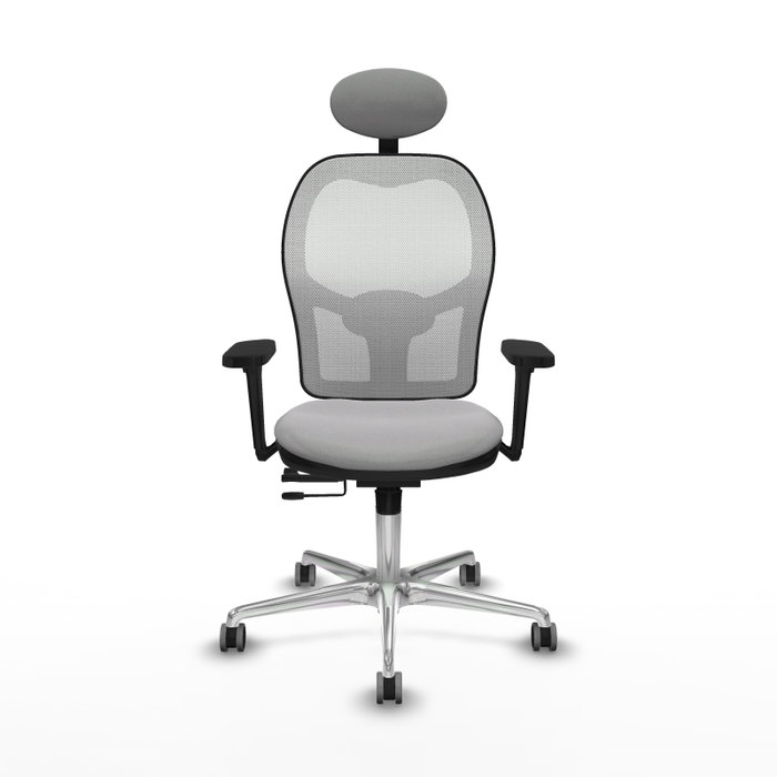 PIQUERAS Y CRESPO Silla de oficina Jorquera con mecanismo Sincro/Traslack, Gris claro y Blanco