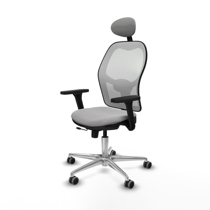 PIQUERAS Y CRESPO Silla de oficina Jorquera con mecanismo Sincro/Traslack, Gris claro y Blanco