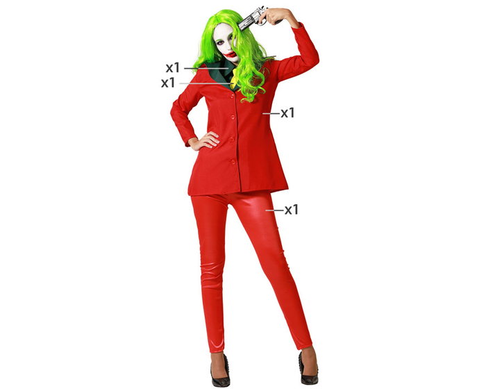 Disfraz Payaso Rojo con Corbata y Camisa para Mujer Adulta XS-S Chaqueta Pantalón Cuello Disfraz Payaso Rojo con Corbata y Camisa para Mujer Adulta XS-S Chaqueta Pantalón Cuello
