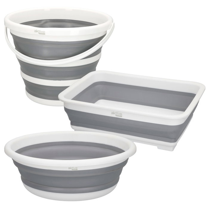 Aktive Conjunto de cubo, barreño y cubeta plegable Aktive Conjunto de cubo, barreño y cubeta plegable