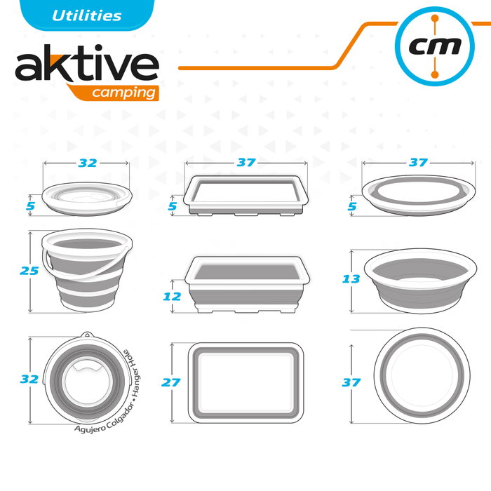 Aktive Conjunto de cubo, barreño y cubeta plegable Aktive Conjunto de cubo, barreño y cubeta plegable