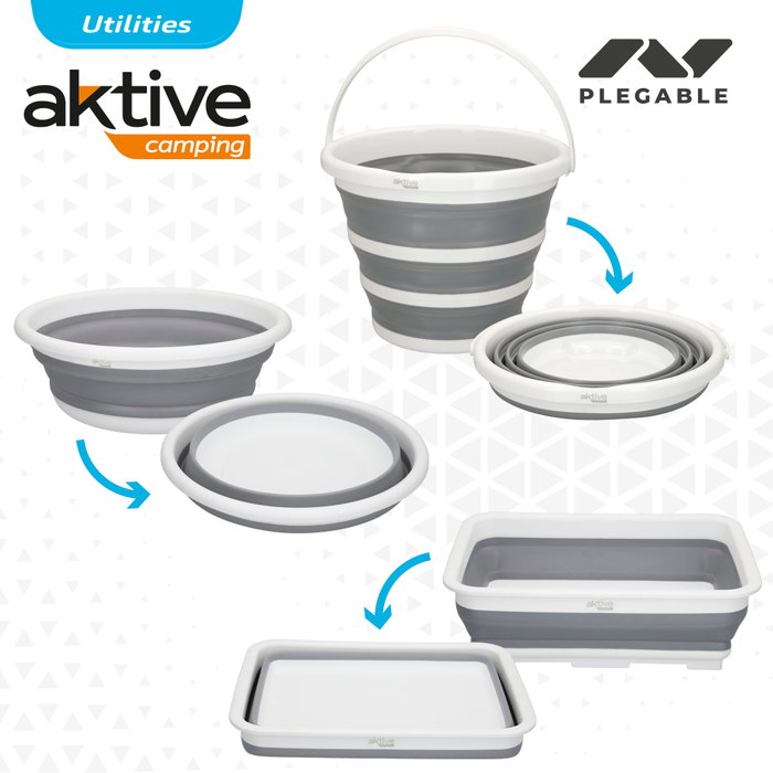 Aktive Conjunto de cubo, barreño y cubeta plegable Aktive Conjunto de cubo, barreño y cubeta plegable