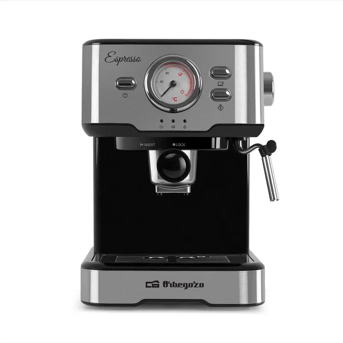 Orbegozo Cafetera Espresso EX 5500 Semi-automática, 20 Bares, 1100W, Depósito 1.5L, con Vaporizador y para Cápsulas Nespresso, Color Negro/Plata