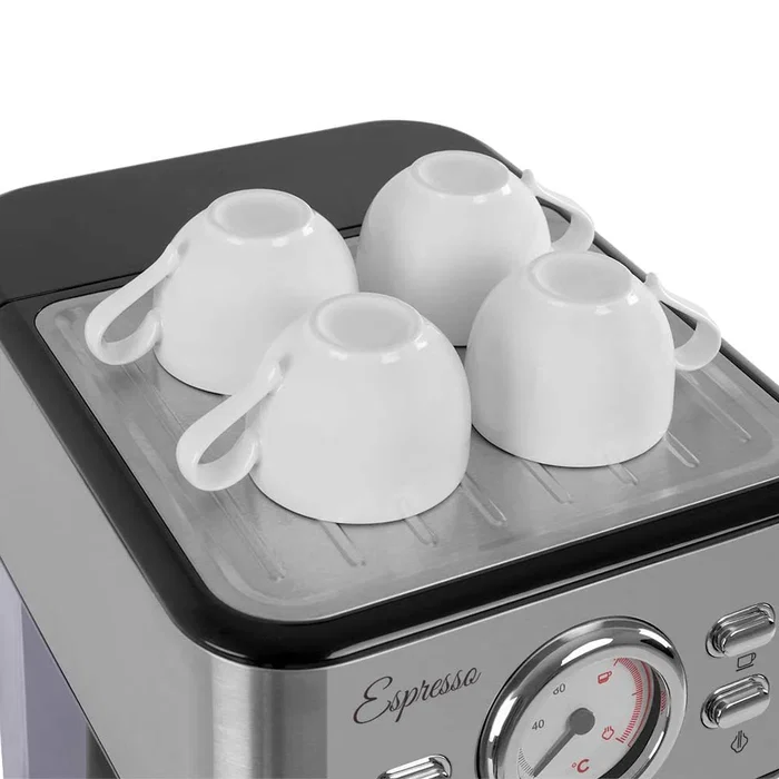 Orbegozo Cafetera Espresso EX 5500 Semi-automática, 20 Bares, 1100W, Depósito 1.5L, con Vaporizador y para Cápsulas Nespresso, Color Negro/Plata