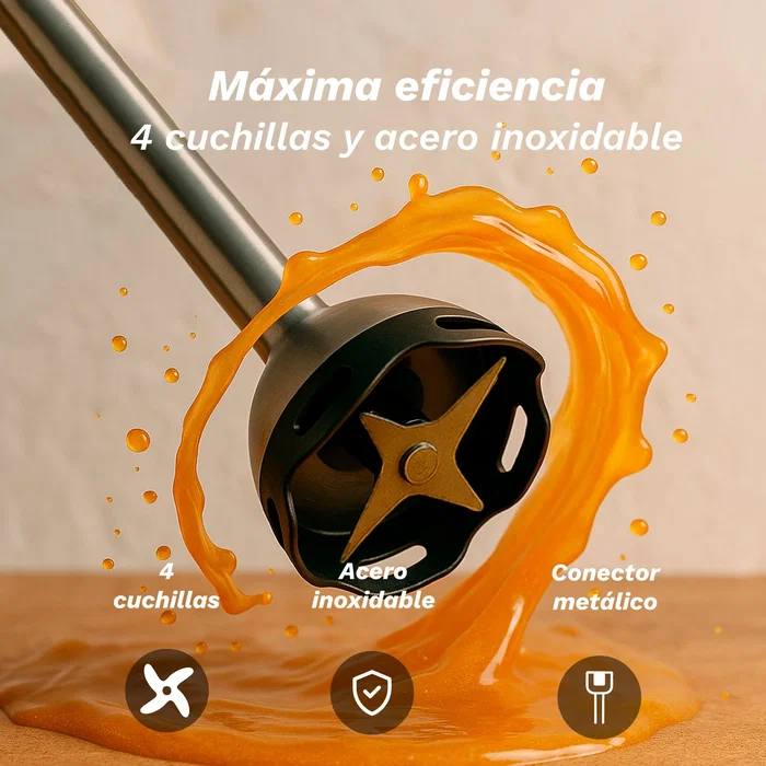 Grunkel BM-1500EXTREME Batidora de Mano / Inmersión 1500W, Cuchilla de Acero Inoxidable, Vaso Medidor 0.8L (800ml), Función Turbo