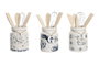 DKD Home Decor Stella Maris Bote Utensilios Azul Blanco Dolomita Metal MDF 12 x 25 x 12 cm Set 5 uds