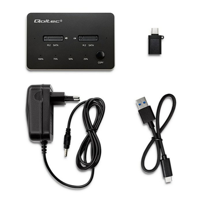 Qoltec 50310 drive docking station 2x ssd m.2 sata ngff usb type c Qoltec 50310 drive docking station 2x ssd m.2 sata ngff usb type c
