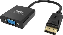 Vision TC-DPVGA/BL Adaptador DisplayPort Macho a VGA (D-Sub) Hembra, Resolución 1920x1080, Negro