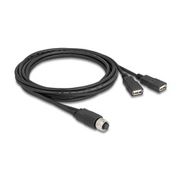 DeLOCK 60291 Cable M12 de 8 pines a 2 x USB 2.0 Tipo-A, 2 m, Negro